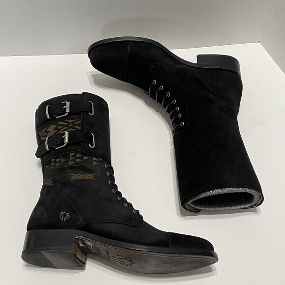 Cobra Society Javier Men’s Black Suede Short Moto Riding Boots Size EU 40 US 7 - Picture 4 of 12